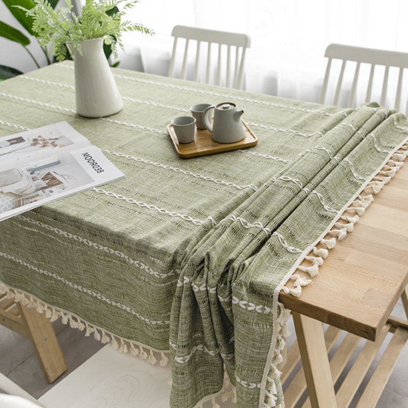 Ins Girl Heart Cotton Linen Cloth Art Tablecloth Small Square Tassel Dining Table Not