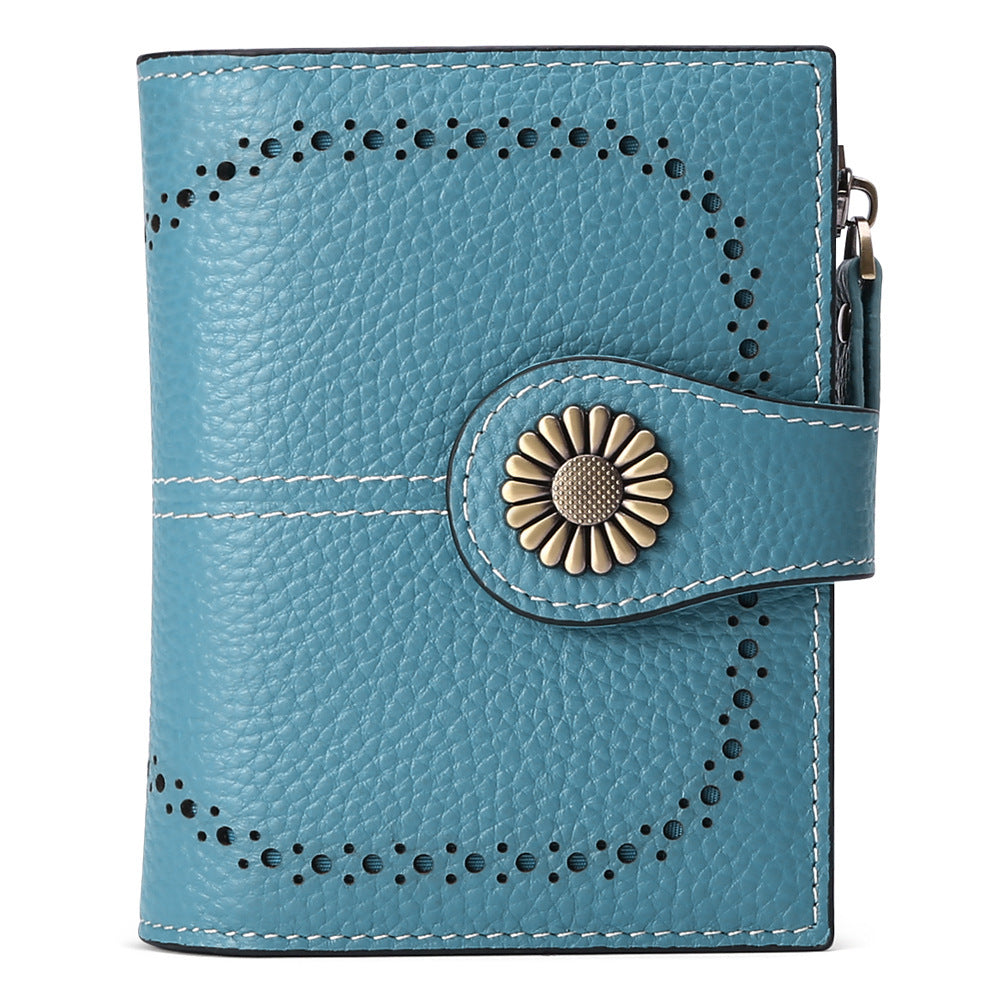 Wallet Women's Short Oil Wax Leather Zipper Card Holder