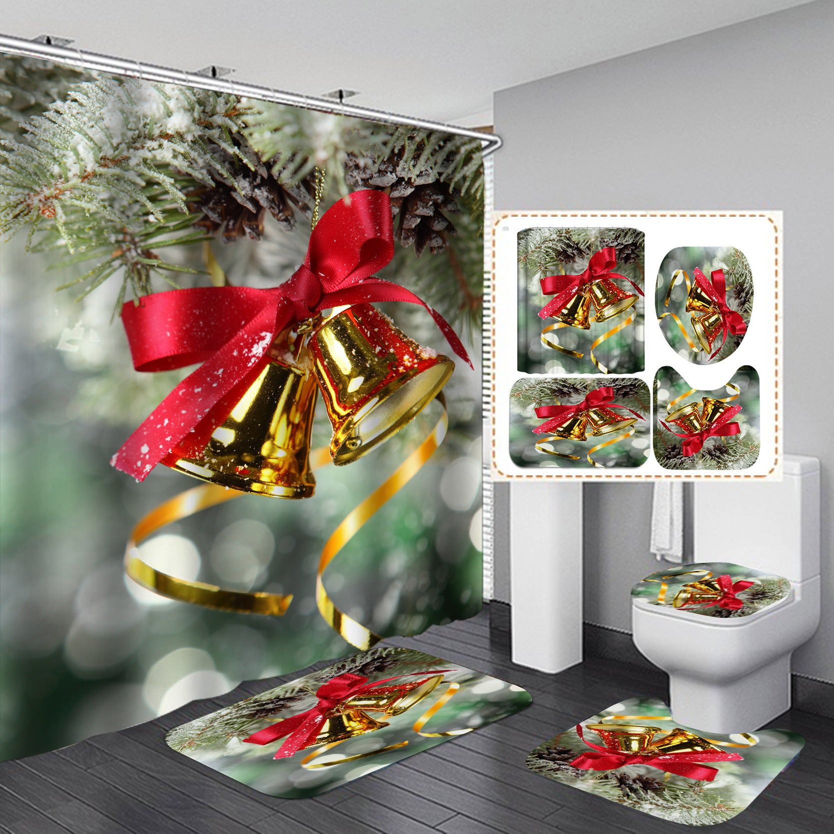 Creative Shower Curtain Waterproof Christmas Shower Curtain Cloth