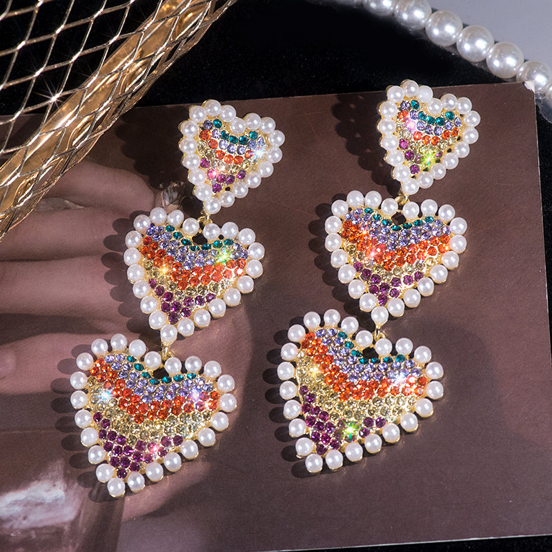 Colorful Love Exaggerated Domineering Personality Big Earrings Temperament