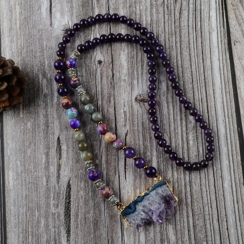 Natural Stone Amethyst Necklace With Various Beads