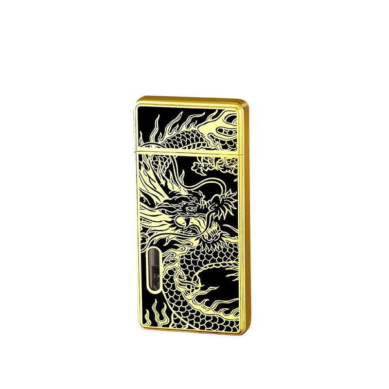 See-through Transom Red Flame Gas Lighters Metal Windproof