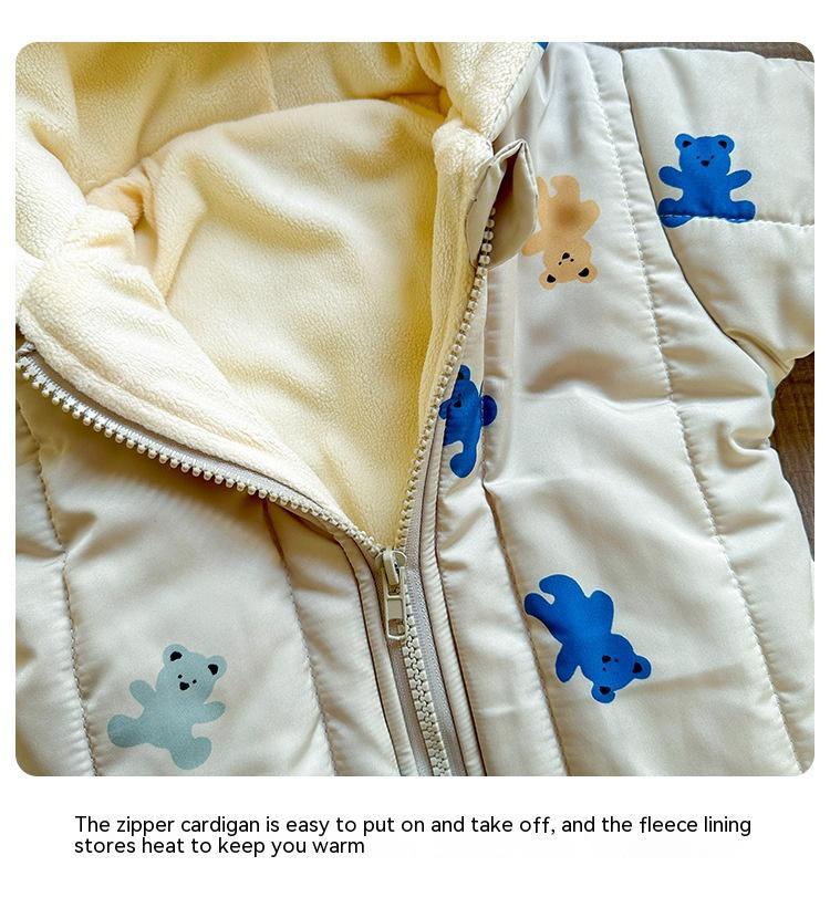 Baby Thickened Cute Cartoon Compressed Cotton Children Thermal Quilted Rompers Jumpsuit