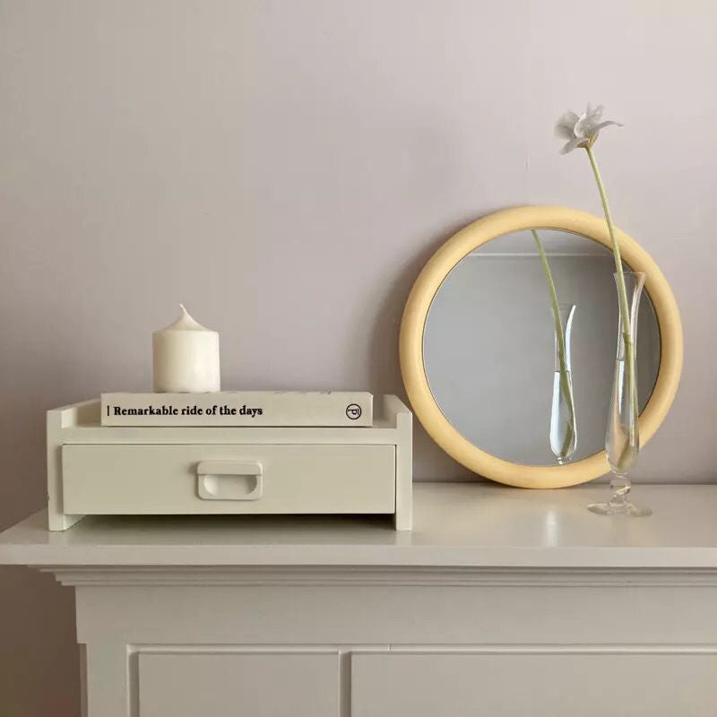 Retro Mirror Makeup Mirror Decorative Ornaments Girl Heart Wooden Ins Hanging Mirror