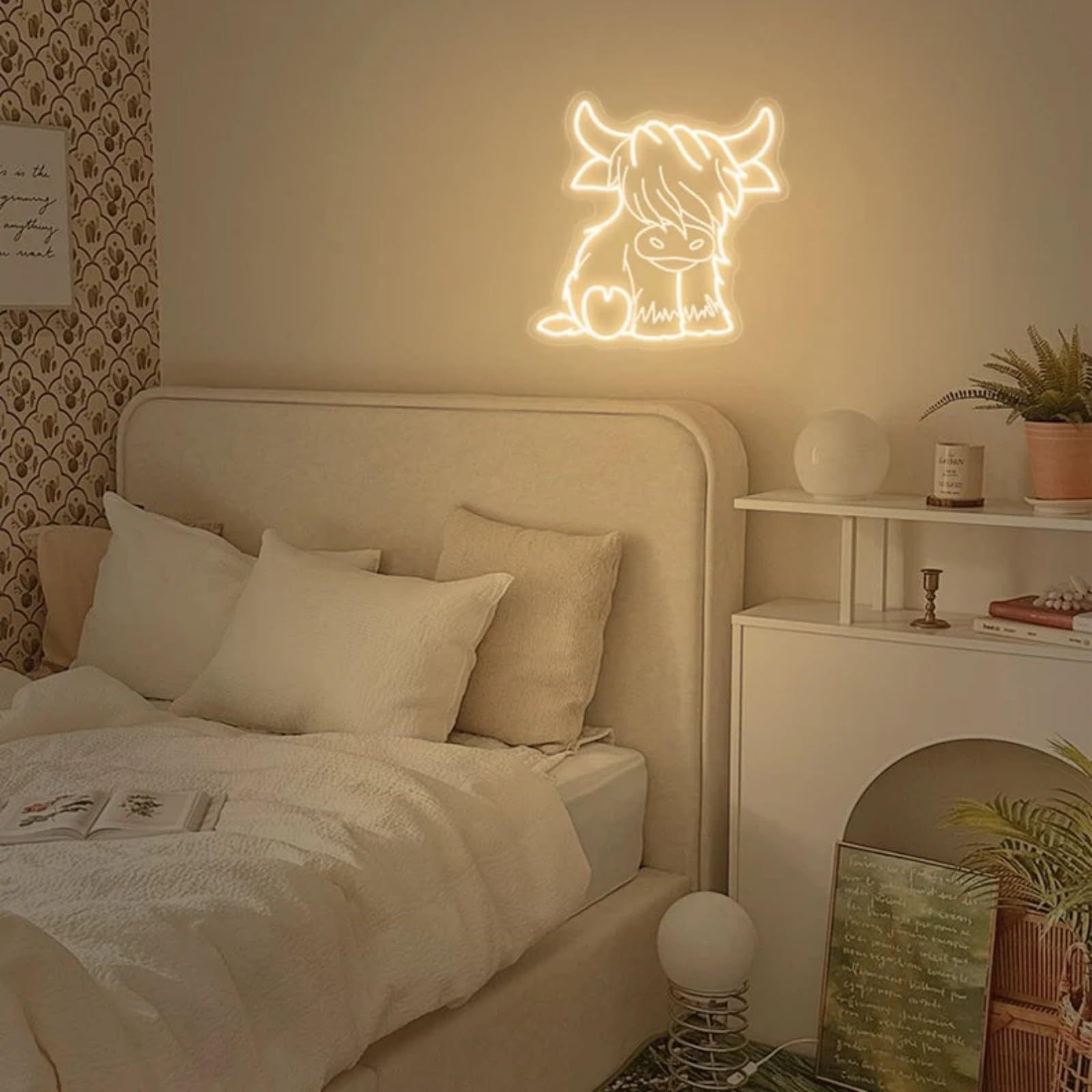 Lampe d'ambiance lumineuse en acrylique Creative Home Modèle Vache des Highlands à LED