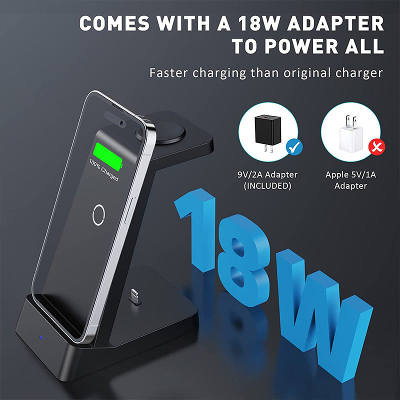 Chargeur sans fil de bureau 18W trois-en-un