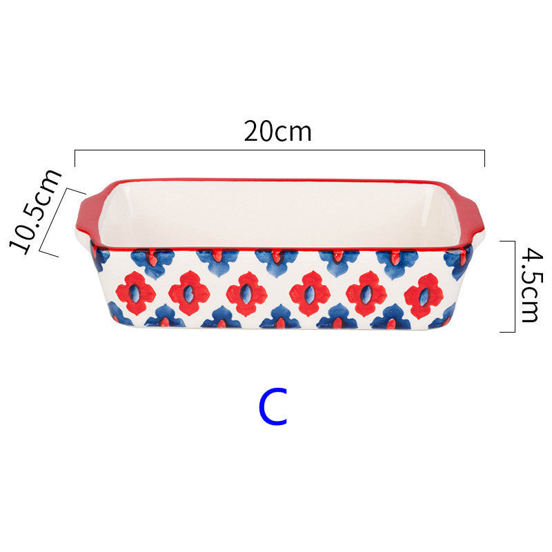 European Creative Binaural Baking Pan Ceramic Baking Oven Oval Baked Rice Pan