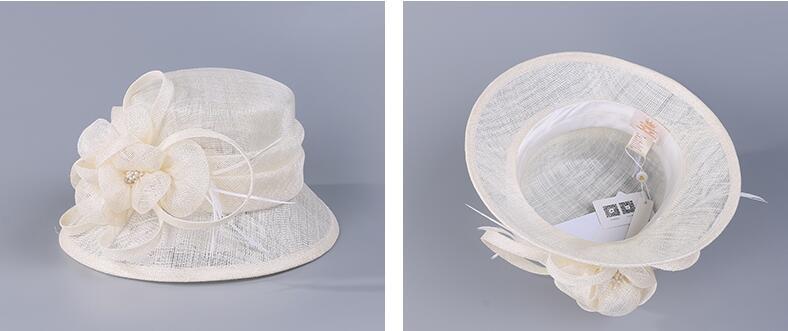 Fashionable Women's Elegant Flower Hemp Yarn Top Hat