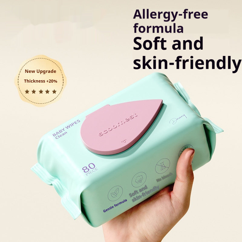Lingettes humides pour bébés, spéciales nouveau-nés, pour mains, bouche et fesses, lingettes pour enfants, 80 lingettes, grand sac, format familial économique