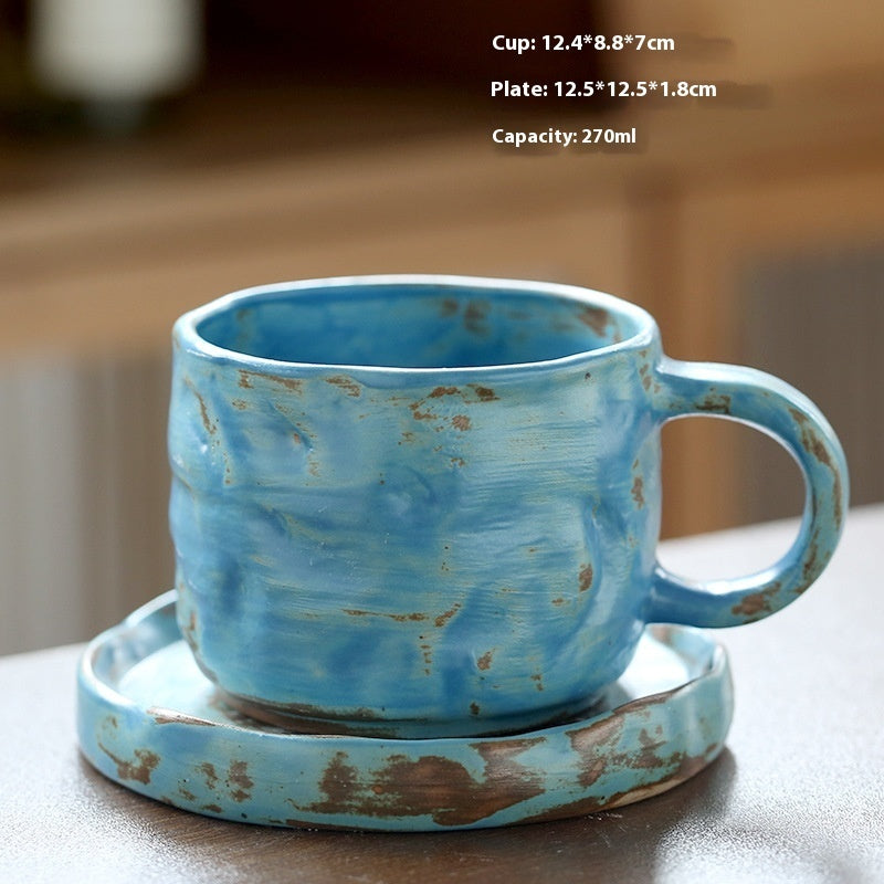 Stoneware Medieval Ceramic Simple Retro Coffee Cup And Saucer Suit