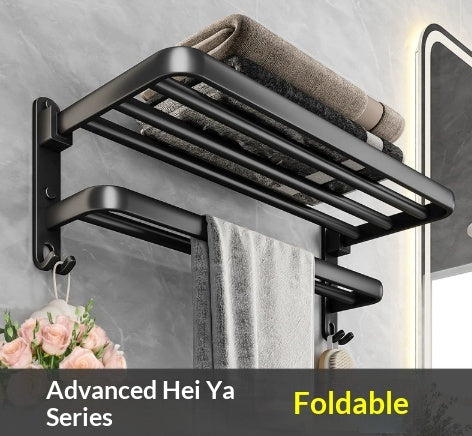 No-drill Bathroom Shelf Space Aluminum Towel Rack Storage Towel Holder Bathroom Hardware Accessory