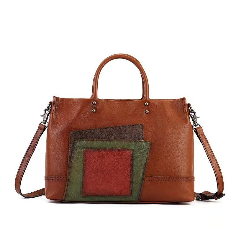 Large Capacity Shoulder Messenger Bag National Style Trendy Patchwork Literary Women Bag