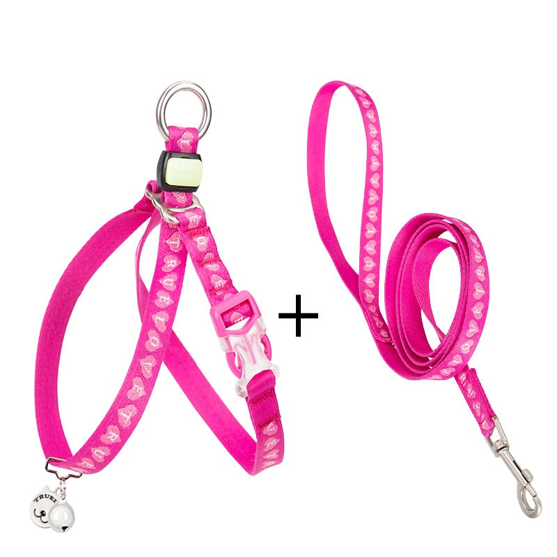 Laisse Harnais Gilet Ceinture de Poitrine pour Chat et Petit Chien avec Clochette et Corde de Traction