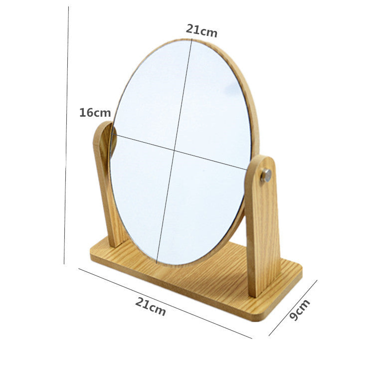 Miroir de maquillage en bois de bureau rotatif