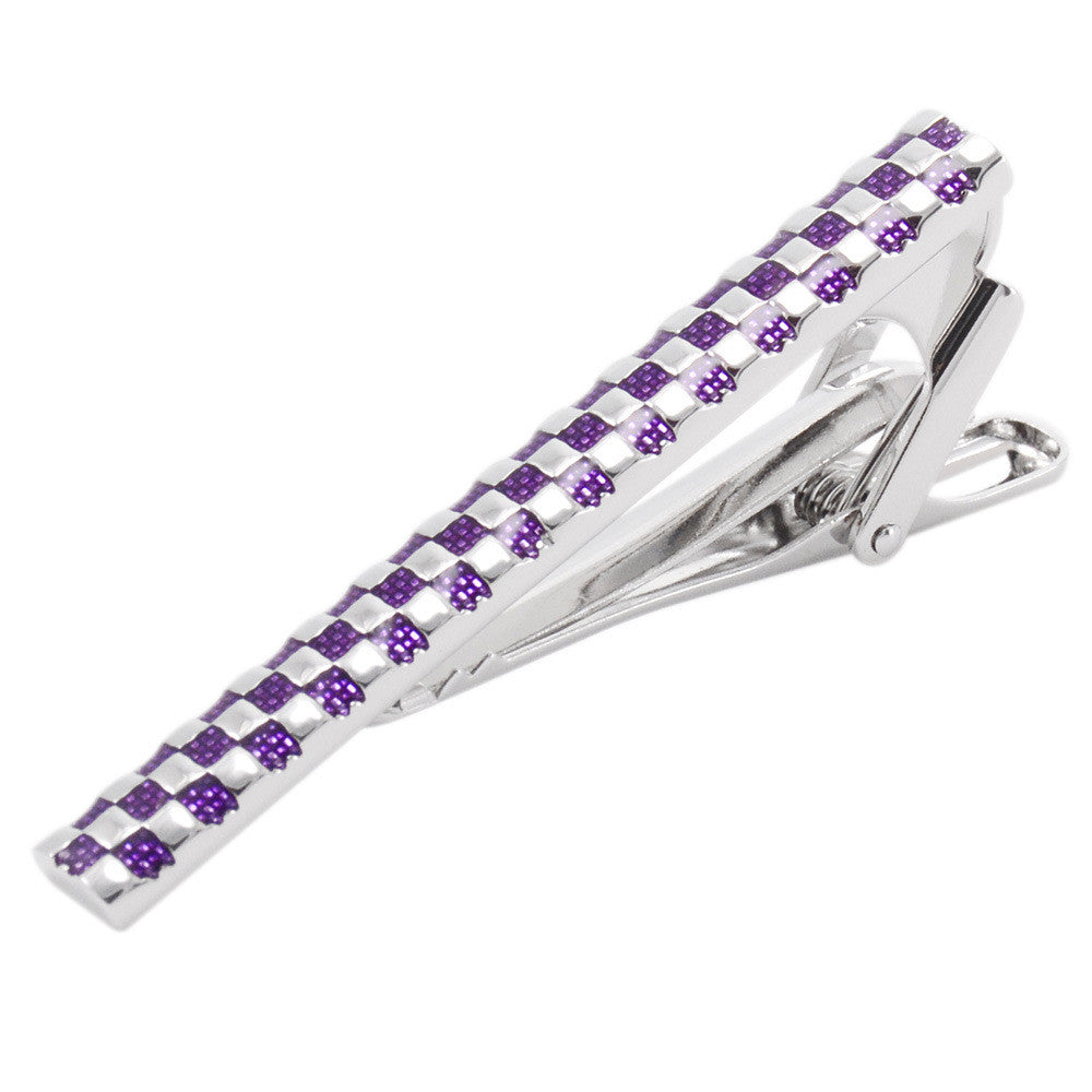 Classic Checkered Drops Transparent Blue Oil Formal Wear Business Neckline Clip