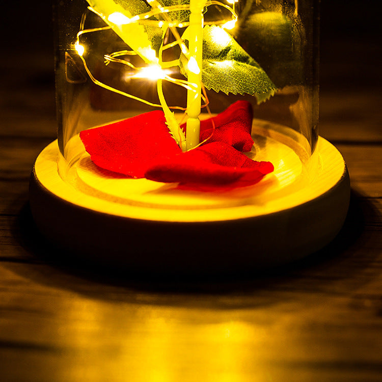 Rose Glass Cover With LED Light Ornaments