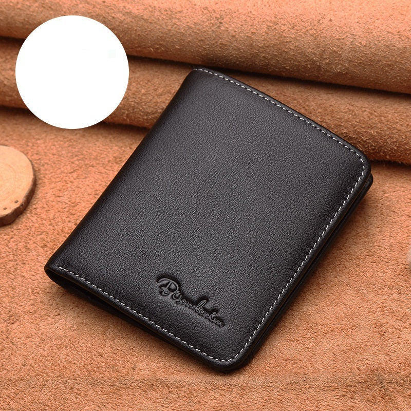 Men's Short Genuine Soft Leather Ultra-thin Wallet