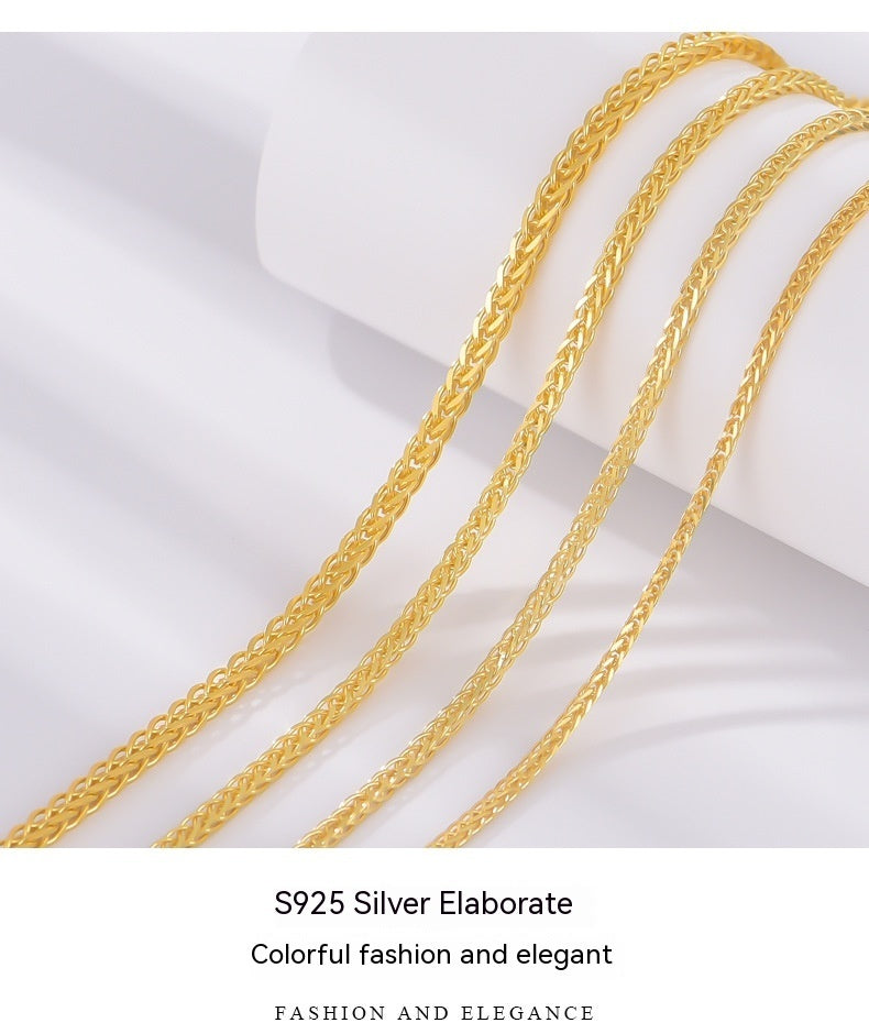 925 Sterling Silver Necklace For Women 18K Gold