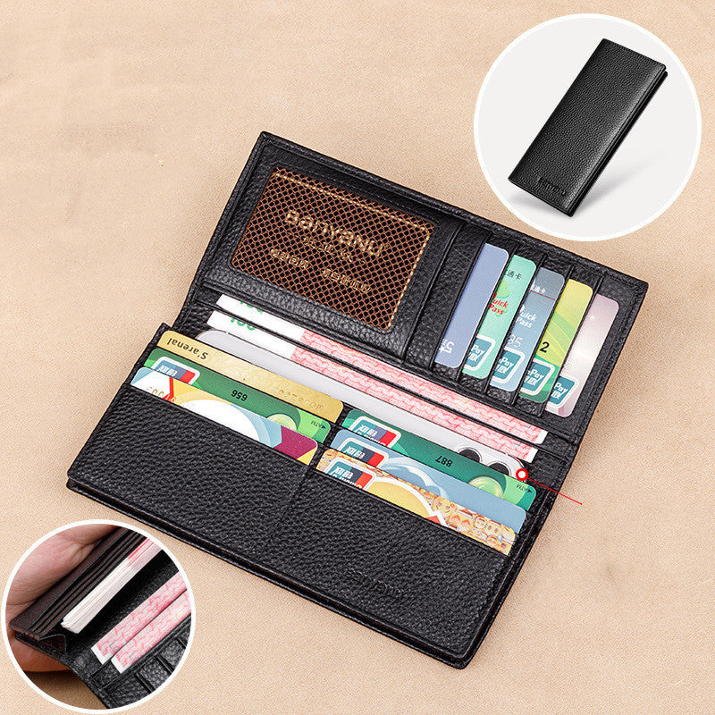 Leather Factory Wallet Men's Long Leather Ultra-thin
