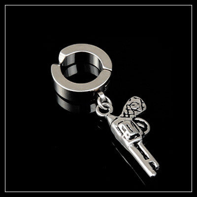 Tassel Black Earrings Without Pierced Cross Wolf Men And Women Tide Earrings