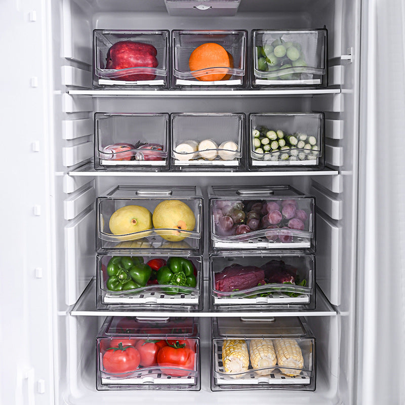 Boîte de rangement pour réfrigérateur de cuisine avec tiroir et bac à légumes