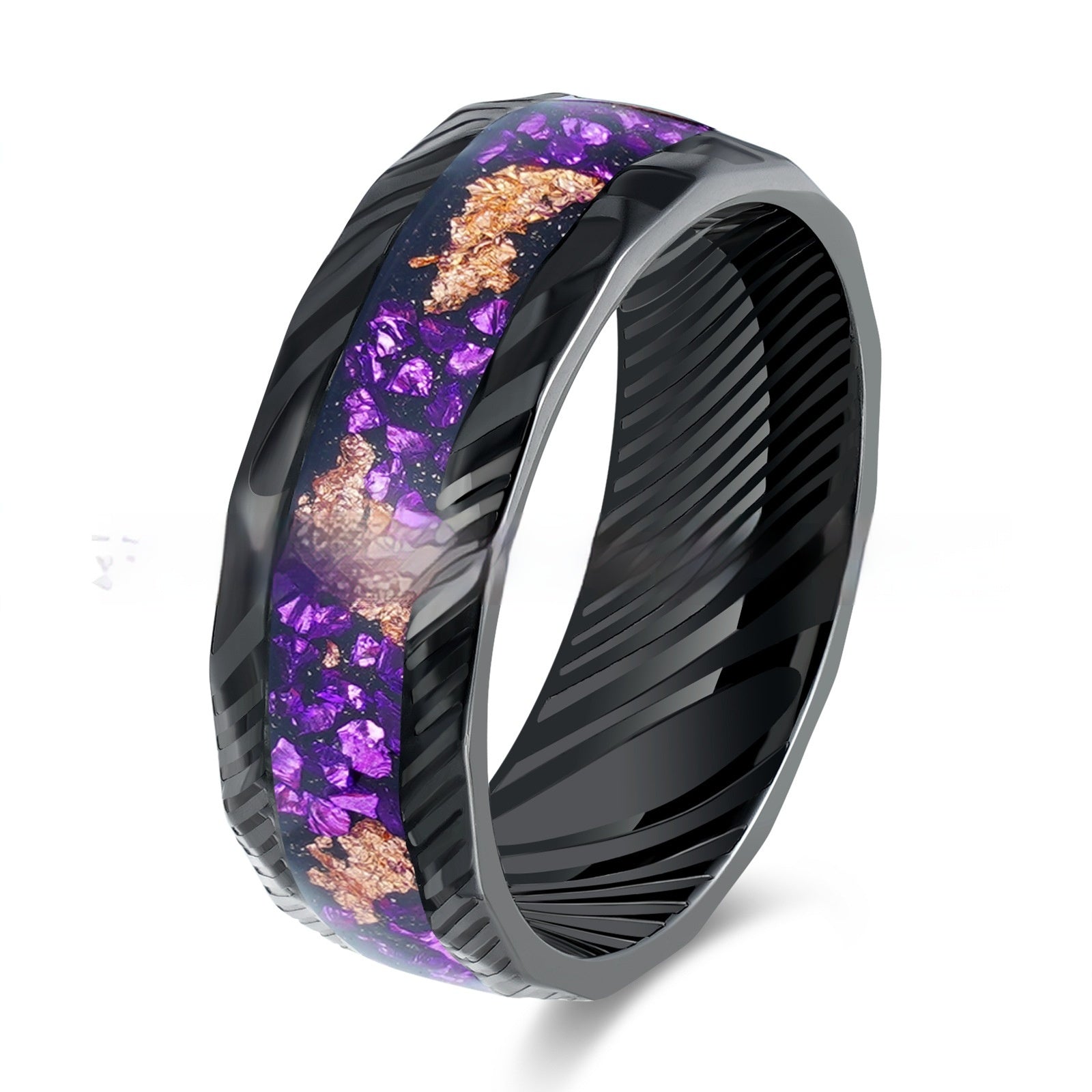 Men's Electric Black 8mm Stainless Steel Ring