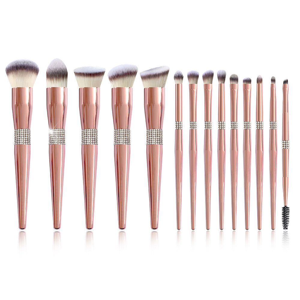 Portable Home Electroplated Rose Gold Makeup Brush Suit
