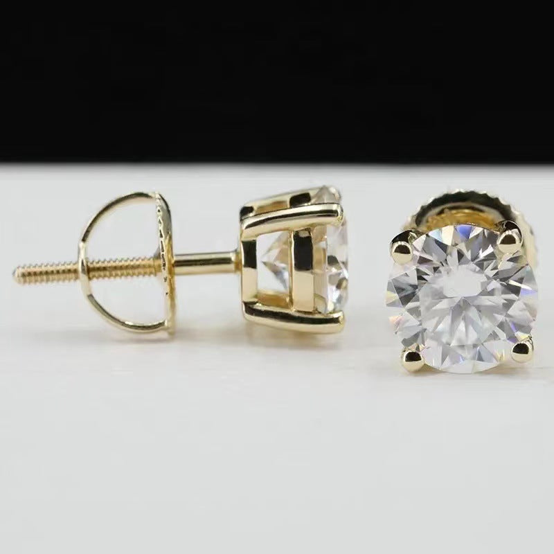Boucles d'oreilles clous hip-hop classiques rondes grand zircon