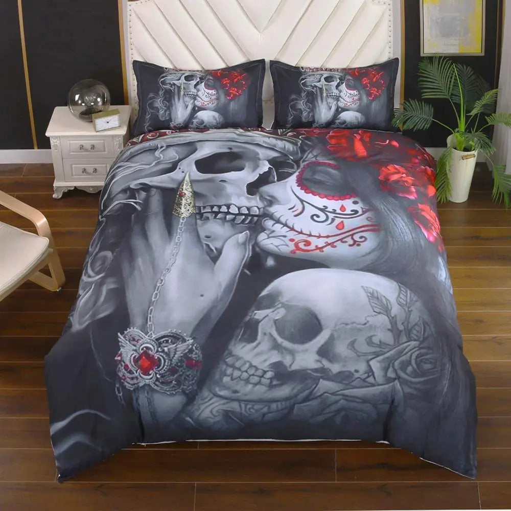 Sexy Skeleton Couple Girl Bedding Set
