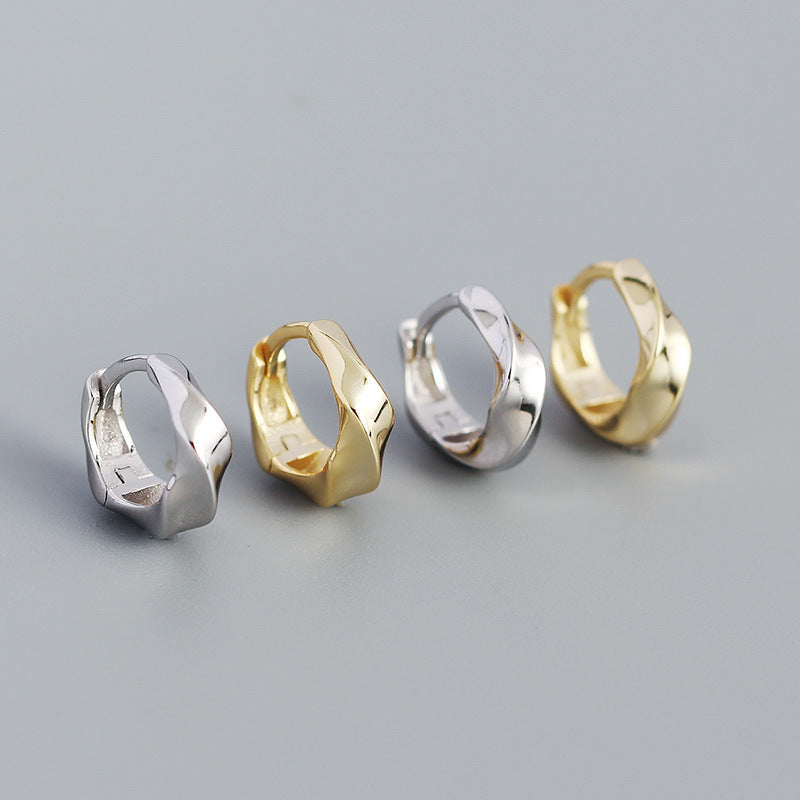 Minimalist Geometric Metal Wind Twisted Glossy Earrings Earrings