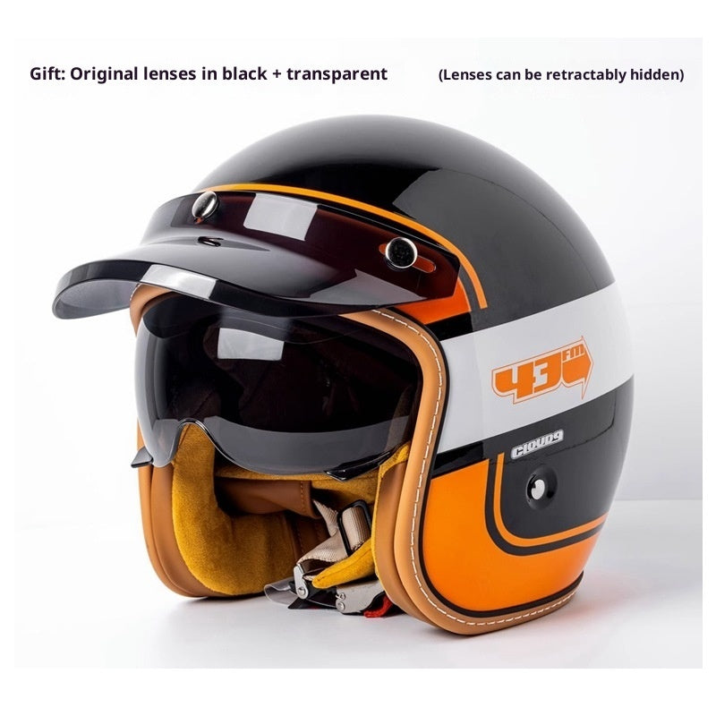 Casque de moto Casque de moto pour hommes et femmes avec lunettes intégrées pour voiture électrique