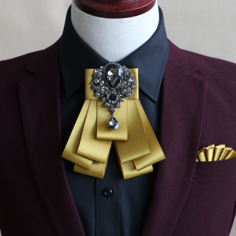 Men's Fashion Simple Diamond Bow Tie Set