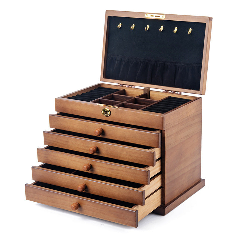 Antique Household Multi-layer Retro Solid Wood Jewelry Storage Box
