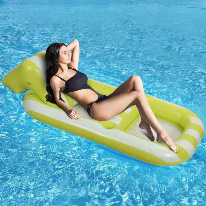 Inflatable PVC Striped Backrest Recliner For Water Float