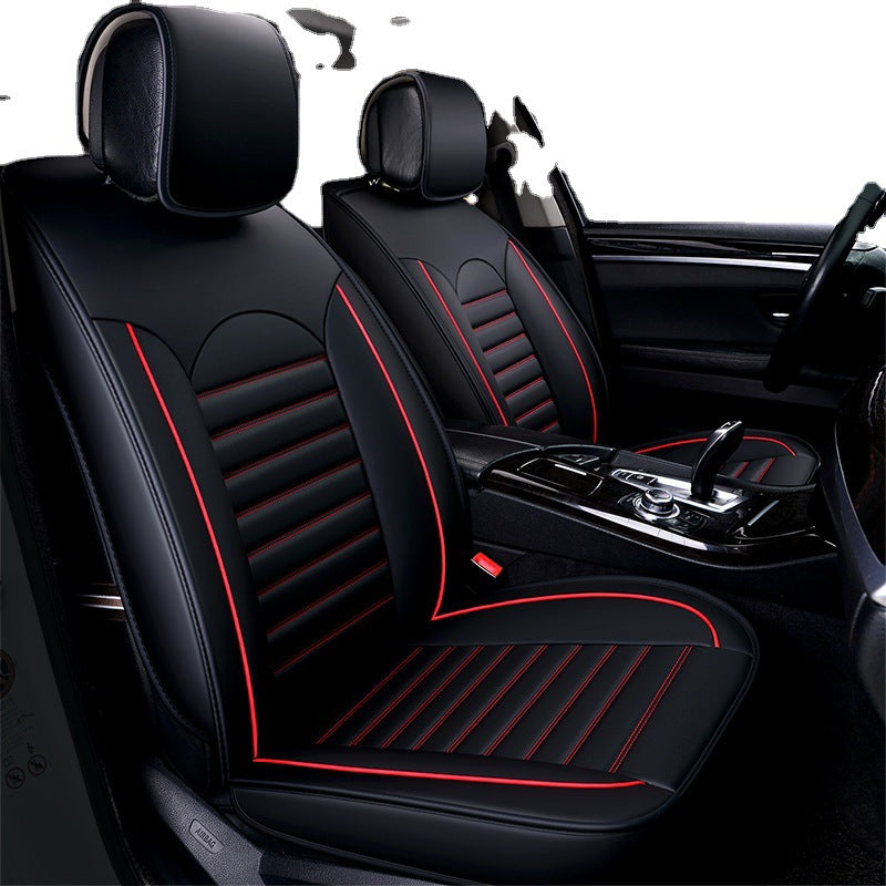 Coussin de siège de voiture universel à cinq places entièrement fermé Housse de selle en cuir universelle quatre saisons