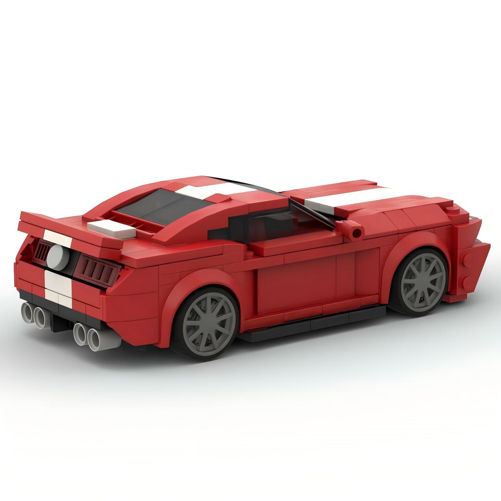 MOC-157029 Voiture de sport Cheval Sauvage Rouge Modèle de voiture créatif assemblé Ornements Cadeau