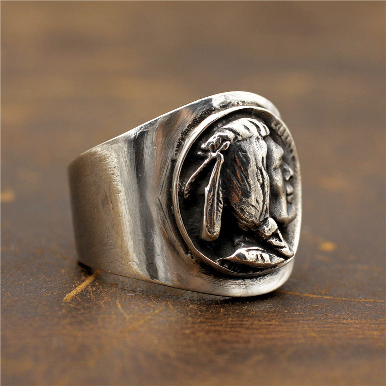 Bague indienne ancienne faite à la main en argent sterling S925, pièce errante, en argent thaïlandais