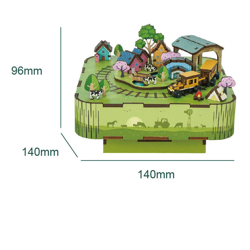 Same Assembled Rotating Music Box Handmade Diy Wood