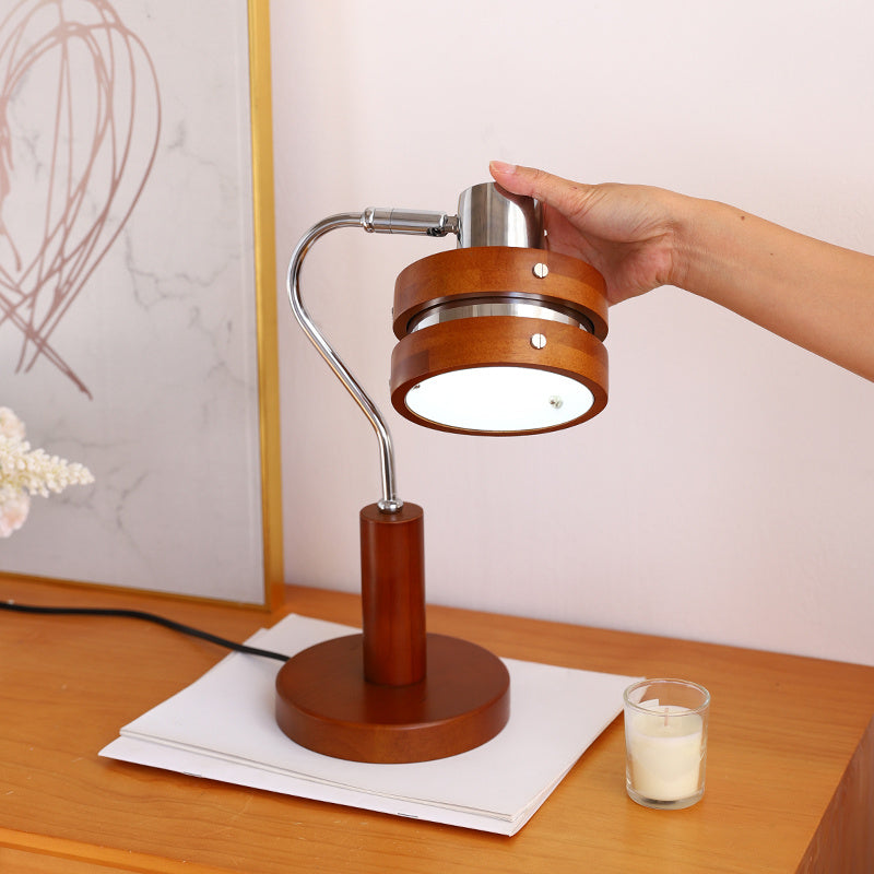 Lampe de table rétro couleur noyer français mi-antique ambiance haut de gamme pour salon