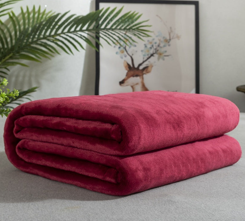 Solid Color Flannel Blanket Summer Air-conditioning Blanket Office Nap Blanket