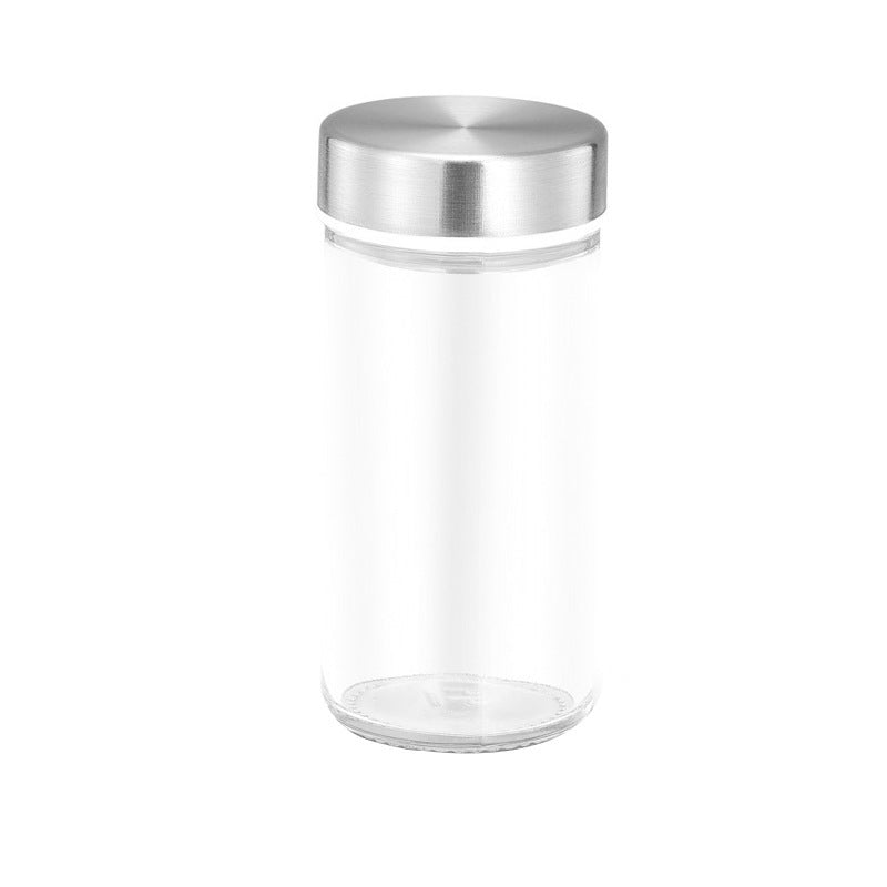 Bocaux à condiments en verre et acier inoxydable pour cuisine