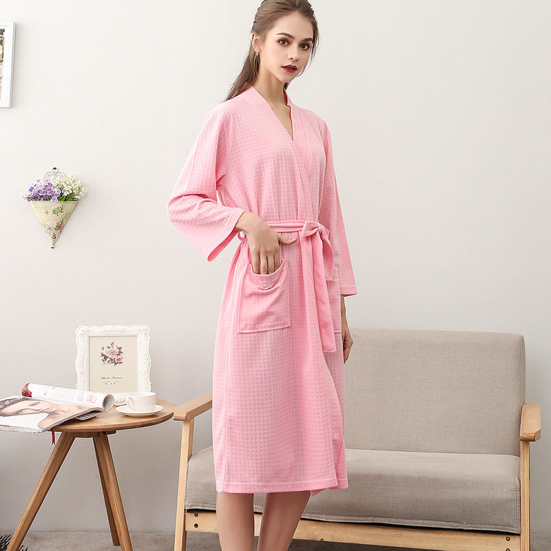 Bathrobe Women's Thin Waffle Couple Nightgown