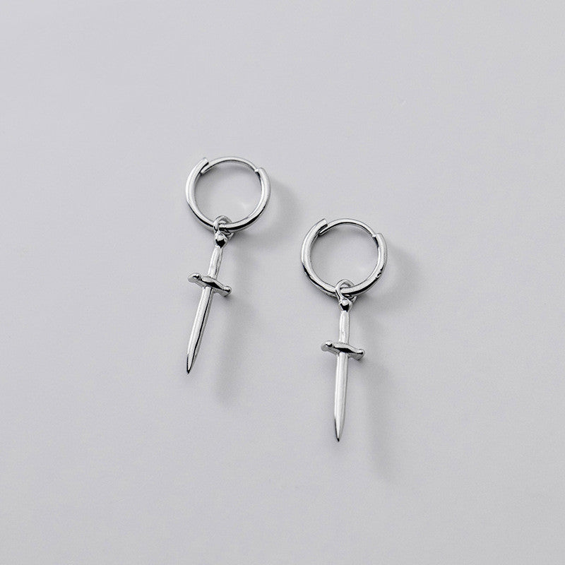 Boucles d'oreilles créatives personnalité épée croix brillante