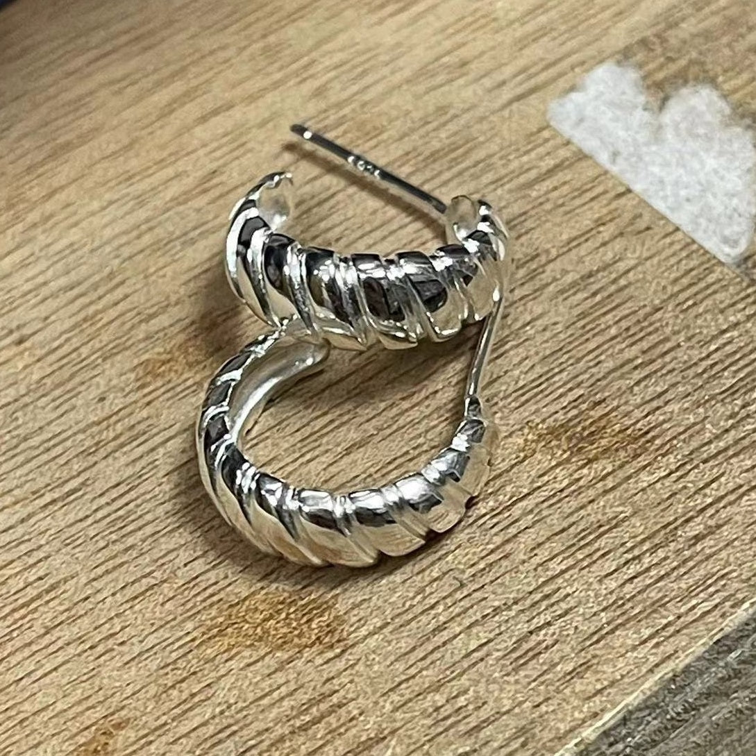 SS925 Sterling Silver Versatile Twill Twist Quality Earrings Women