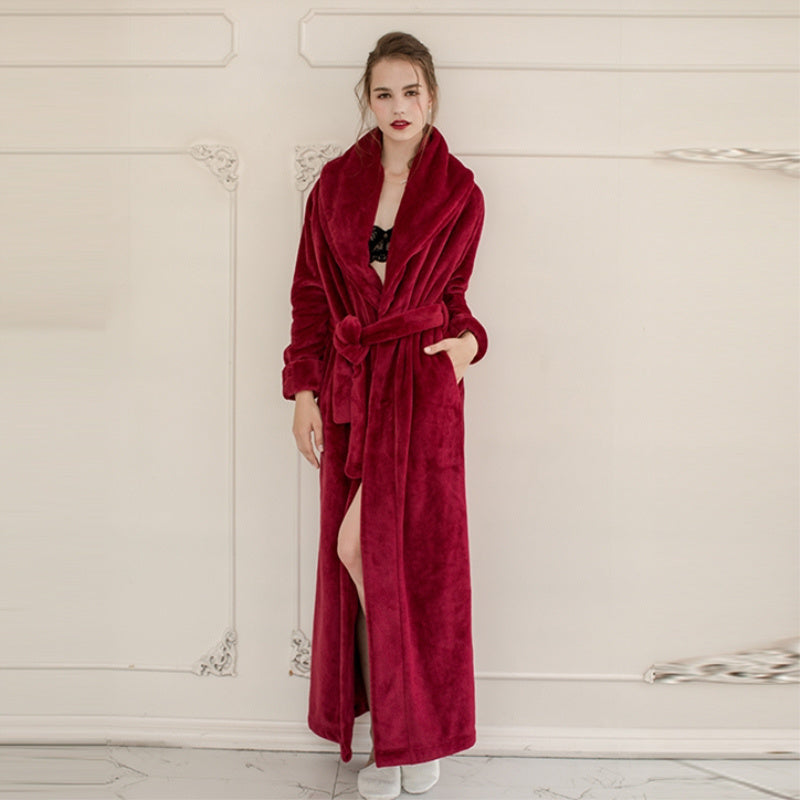 Thick Coral Flannel Plus Size Bathrobe Men's Pajamas And Home Wear