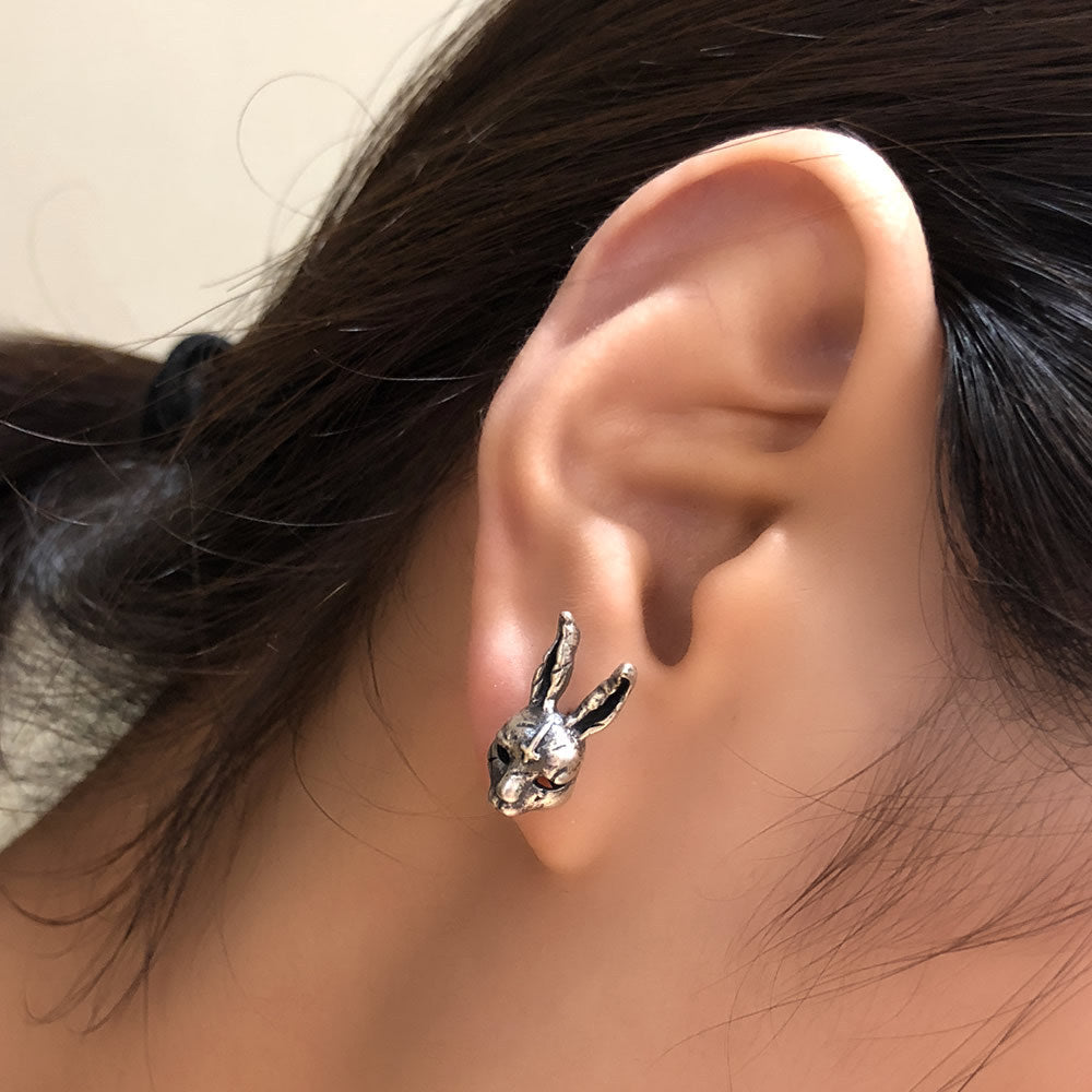 Dark Series S925 Silver Retro Stereo Animal Earrings For Men And Women Tiger Rabbit Shapi Dog Hairless Cat Earrings