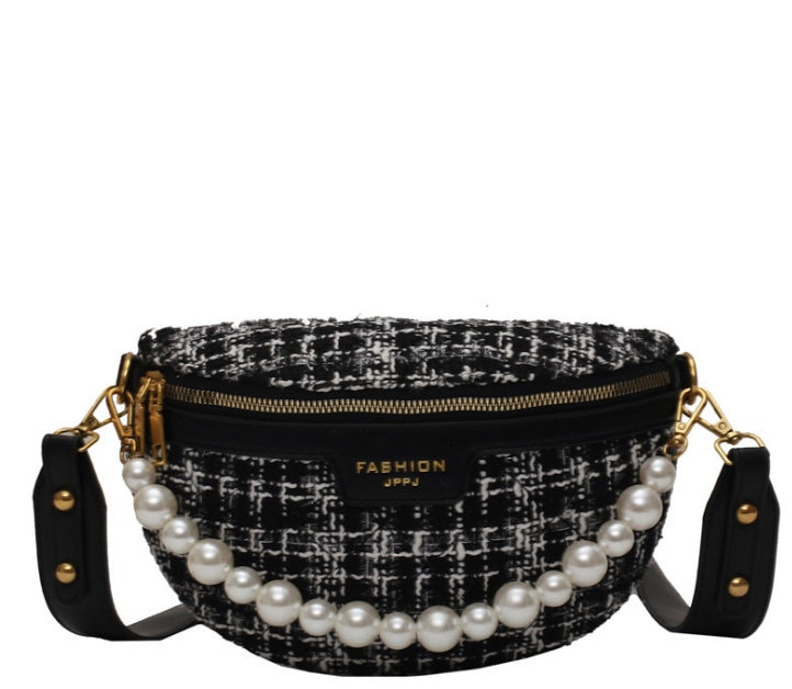 Korean Version Of The Small Bag Female New Trendy Messenger Wild Ins Woolen Cloth Jump Di Wild Chest Bag Girl Waist Bag Female