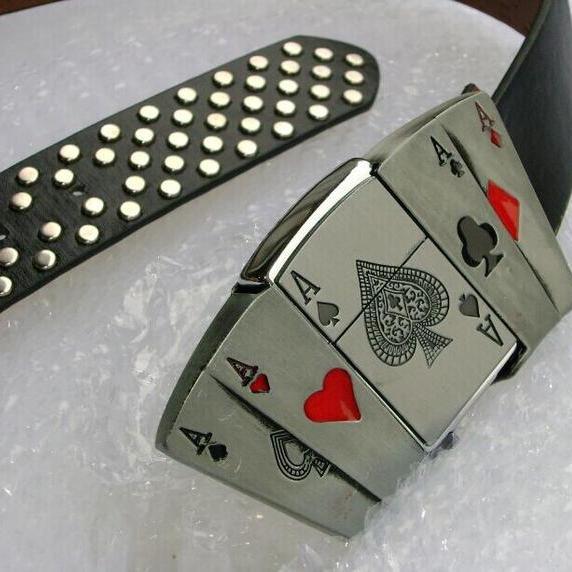 Men's And Women's Poker Riveted Lighter Belts