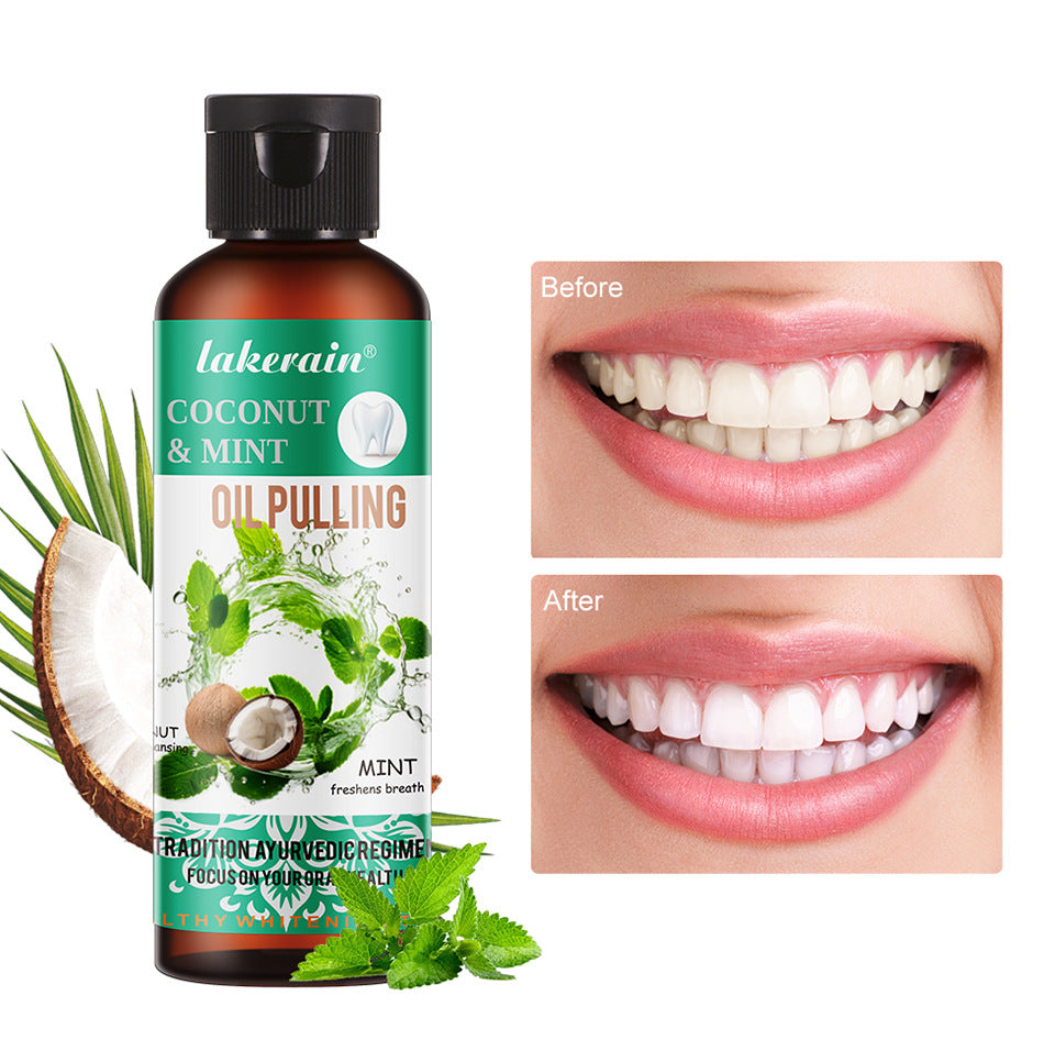 Bain de bouche à l'huile de coco pour une haleine fraîche et des soins buccodentaires