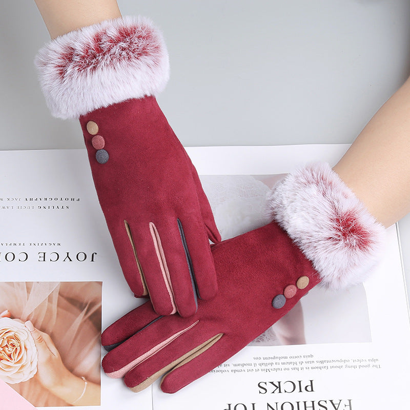 Gants Hiver Femme Chauds en Daim Épais Compatibles Écran Tactile